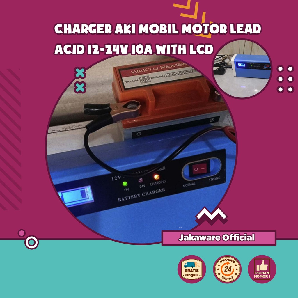 CHARGER AKI MOBIL MOTOR LEAD ACID 12-24V 10A ALAT PENGECAS ACCU CHARGE CASAN MOTORCYCLE PORTABLE TRU