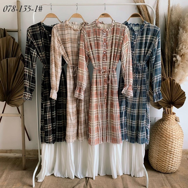 (PROMO)Gamis ceruti motif kotak