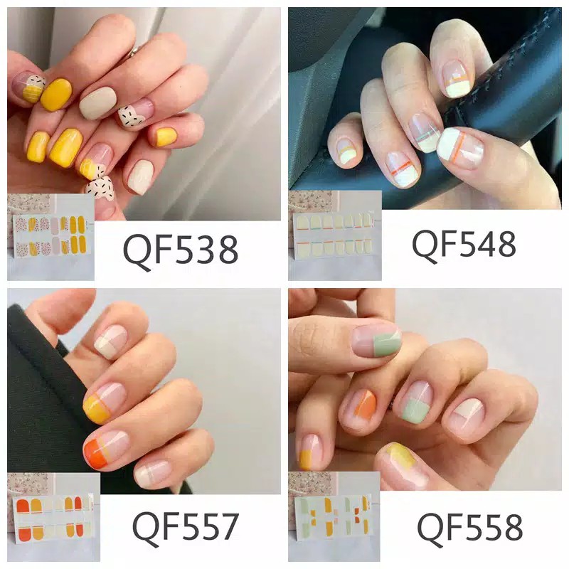 #Curved Stiker Kuku Premium Motif Heart &amp; Bubble 3D | Nail Sticker 14 PCS