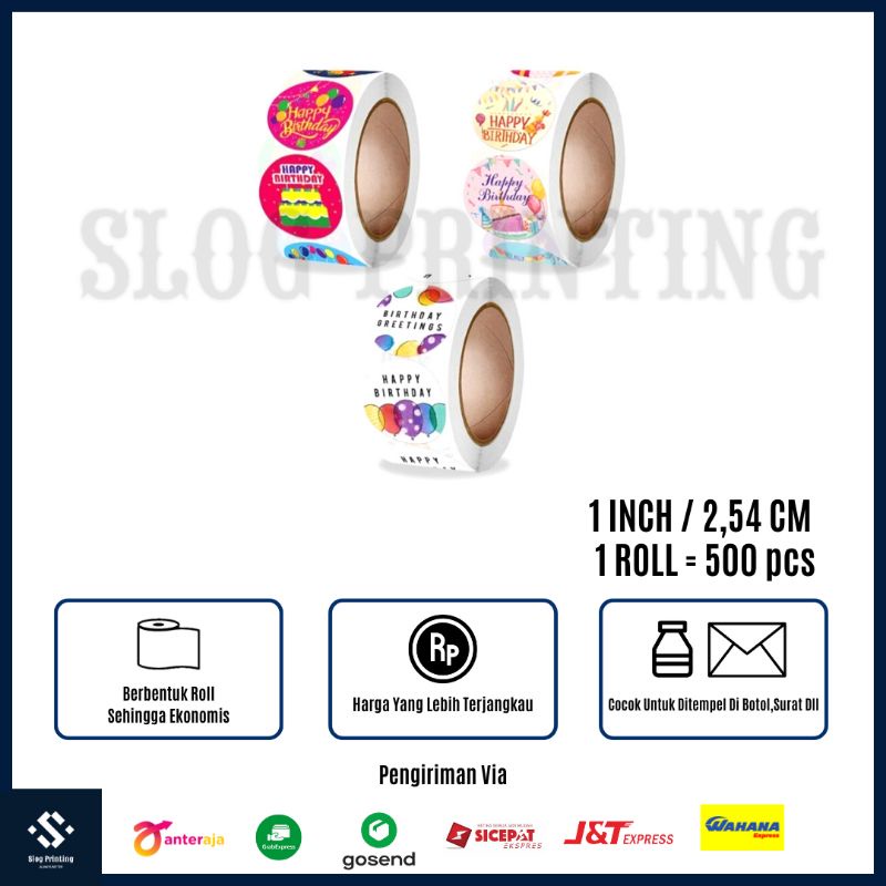 

Sticker Label Happy Birthday Colorfull Balon Kue Stiker Tag Dekorasi Ulang Tahun 2,5 cm ( 1 Roll = 500 pcs )