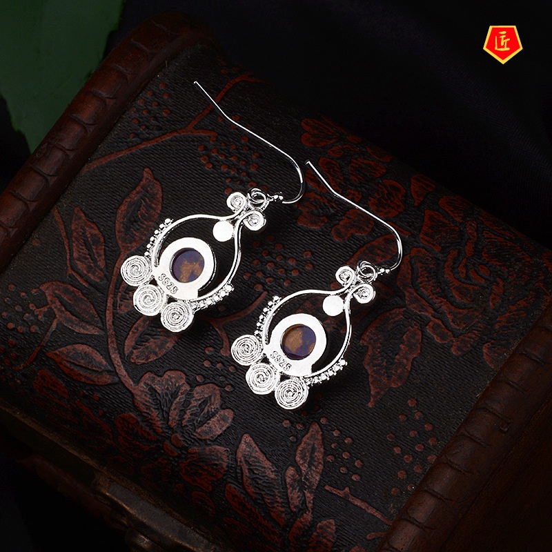 [Ready Stock]Women's New Exotic Rotating Charoite Earrings