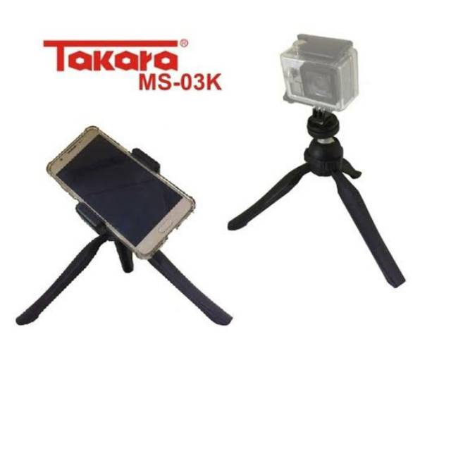 Takara MS-03K Mini Tripod for Action Cam, HP, Smartphone, GoPro