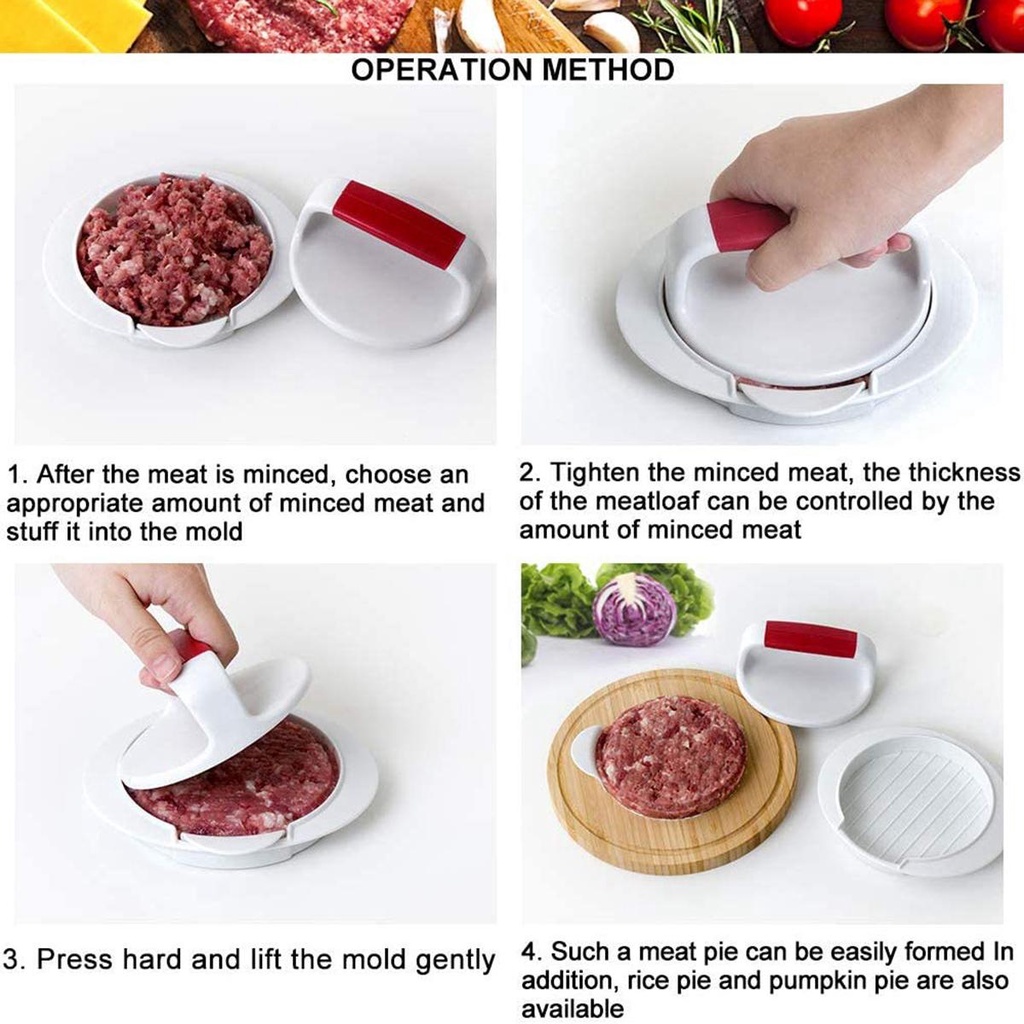 [Elegan] Hamburger Press Cooking Kitchen Dengan 100lembar Kertas Pengganti Manual Beef Non-stick Burger Maker