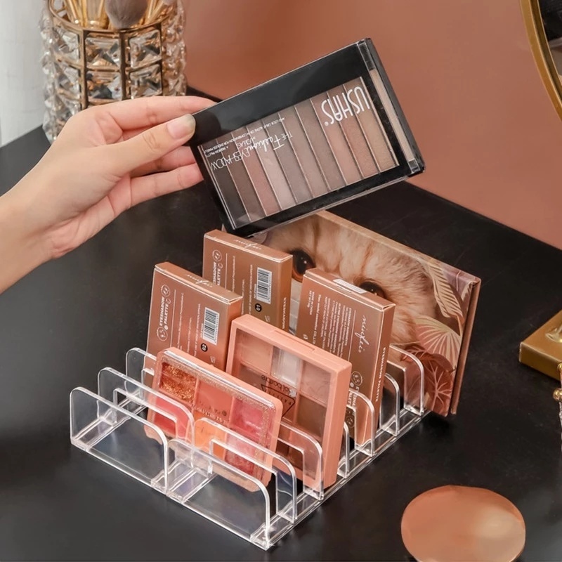 Kotak Penyimpanan Palet Eyeshadow 7 Grids Multilayer Bahan Akrilik Transparan Multifungsi Untuk Makeup