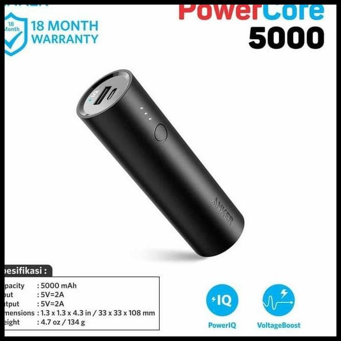 Powerbank Anker Powercore 5000Mah A1109 Original Garansi Resmi Anker