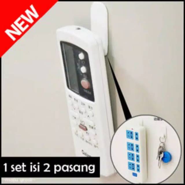 (NCS) 2 Pasang 4 pcs Hook Gantungan Remot Remote Control AC TV DVD Kunci