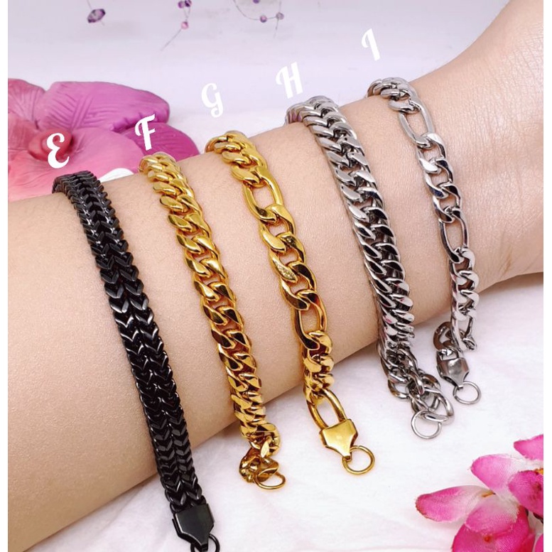 Gelang rantai tebal &amp; lebar titanium asli anti karat tidak alergi uk18- 20Cm GP-52