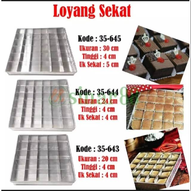  LOYANG SEKAT BROWNIES  dengan ukuran 22 24 30 CM bahan 