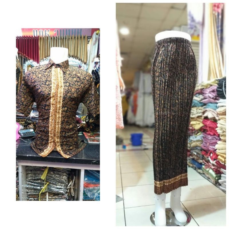 COUPLE KEMEJA BATIK ROK PLISKET / COUPLE SERAMBIT / KEMEJA BATIK