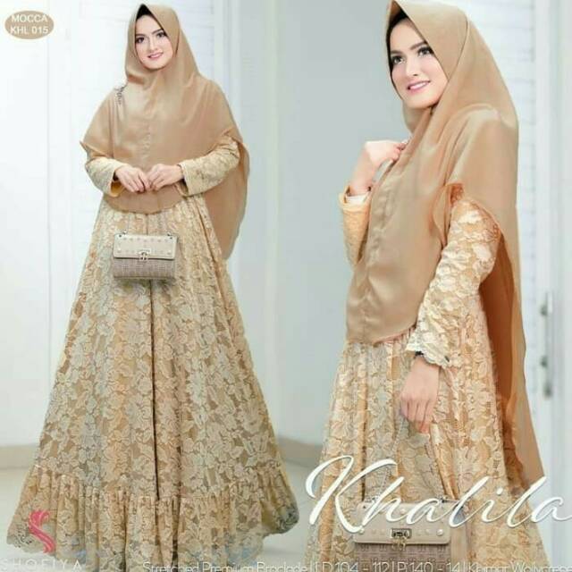 KHALILA BRUKAT SYAR'I | SETELAN HIJAB | BAJU GAMIS BRUKAT