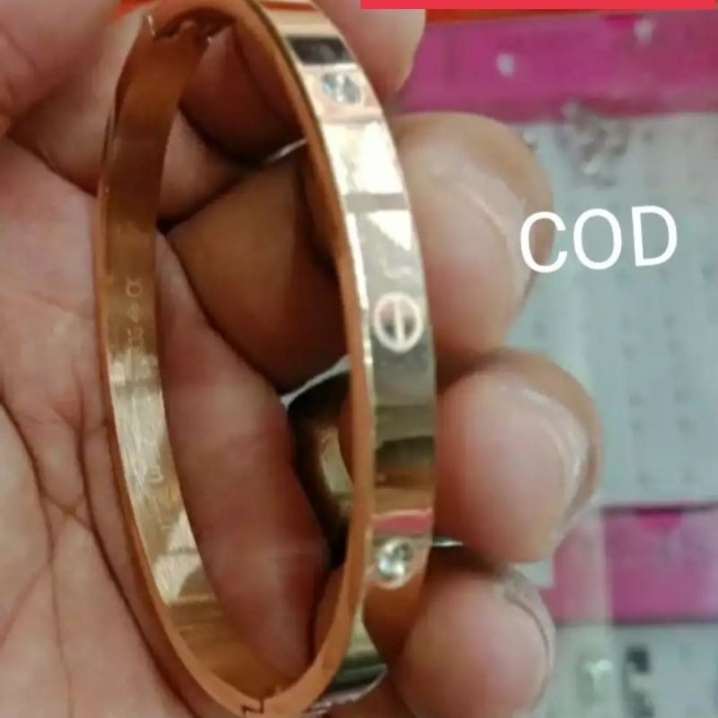 GELANG TANGAN WANITA TITANIUM FREE CINCIN TITANIUM ANTI KARAT LAPIS EMAS 22K WARNA GOLD DAN ROSEGOLD