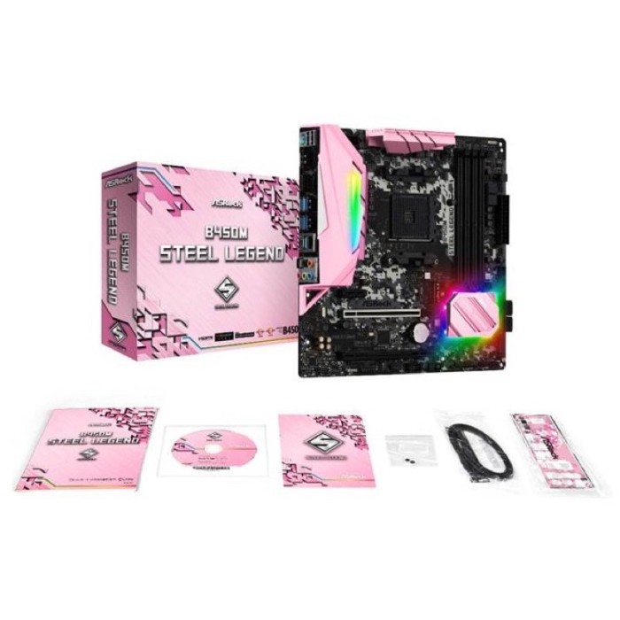 Motherboard Asrock B450M Steel Legend Pink Limited Edition - Motherboard AMD AM4