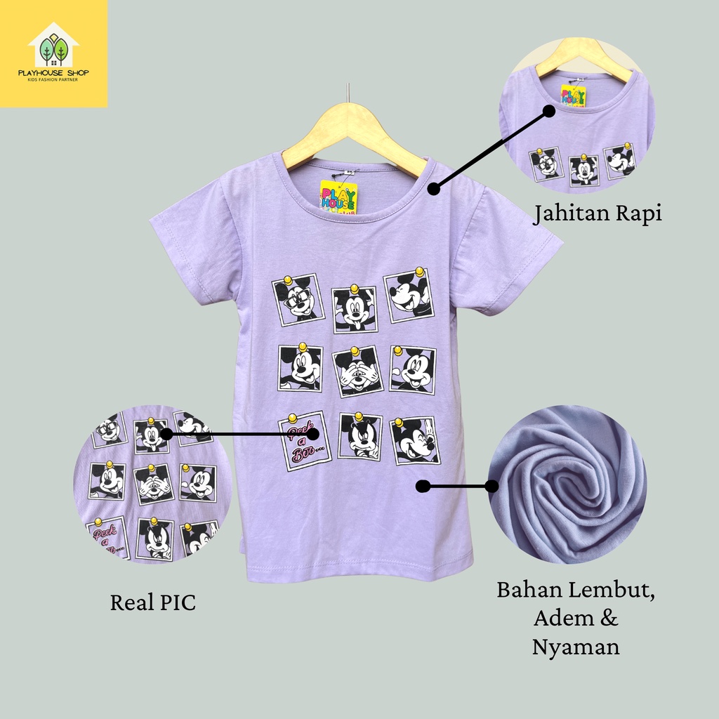 Atasan Baju Anak Perempuan Kaos Oblong Anak Cewek Umur 1-12 Tahun