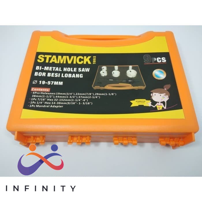 STAMVICK Hole Saw Besi KAYU PVC Set Mata Bor Pelubang Besi 9PC 19-57MM INF