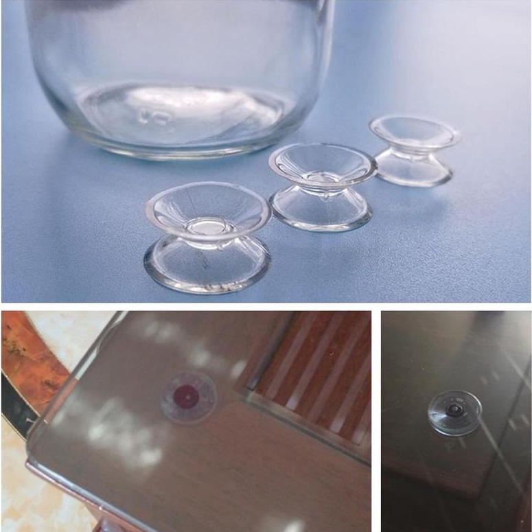 3pcs Pad Suction Cup Dua Sisi Bahan PVC Transparan Untuk Kamar Mandi