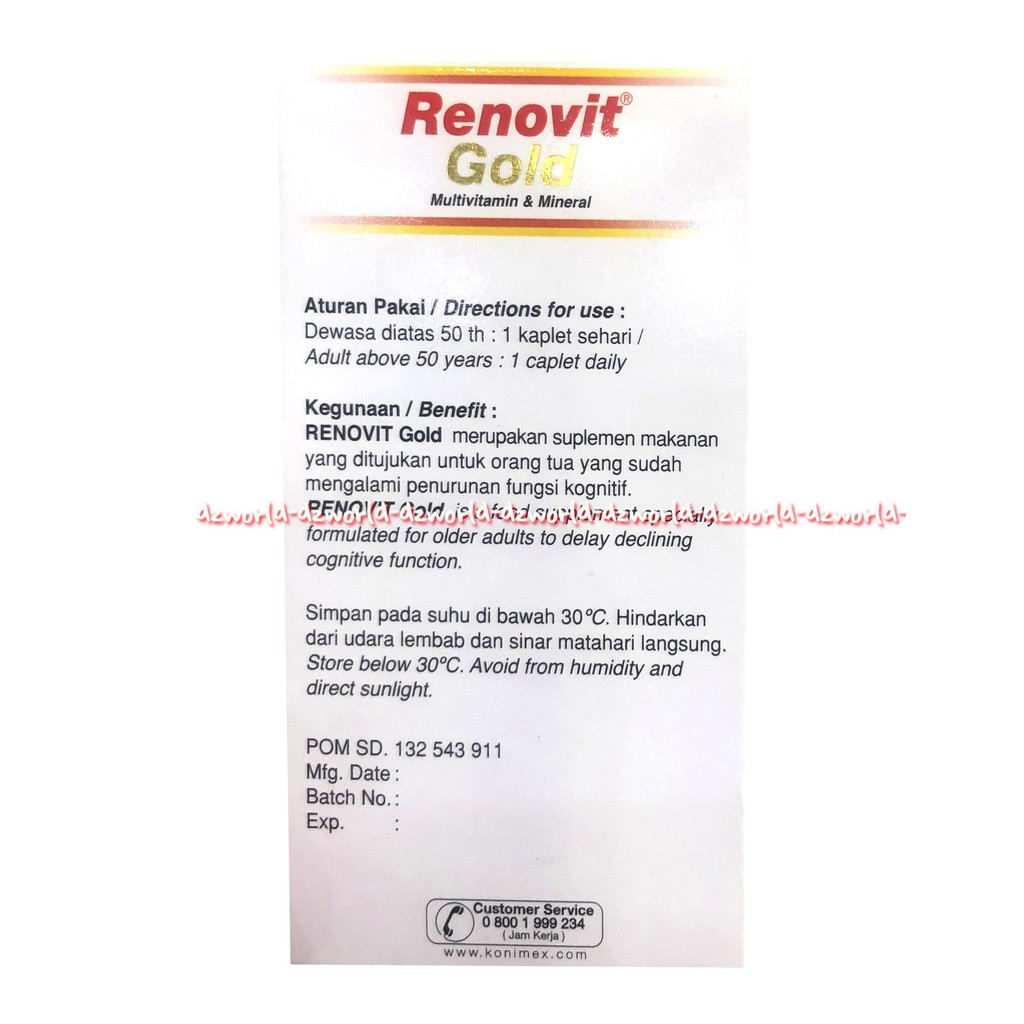 Renovit Gold Multivitamin &amp; Mineral Suplemen Untuk Membantu Menjaga Daya Tahan Tubuh Isi 30 Kaplet