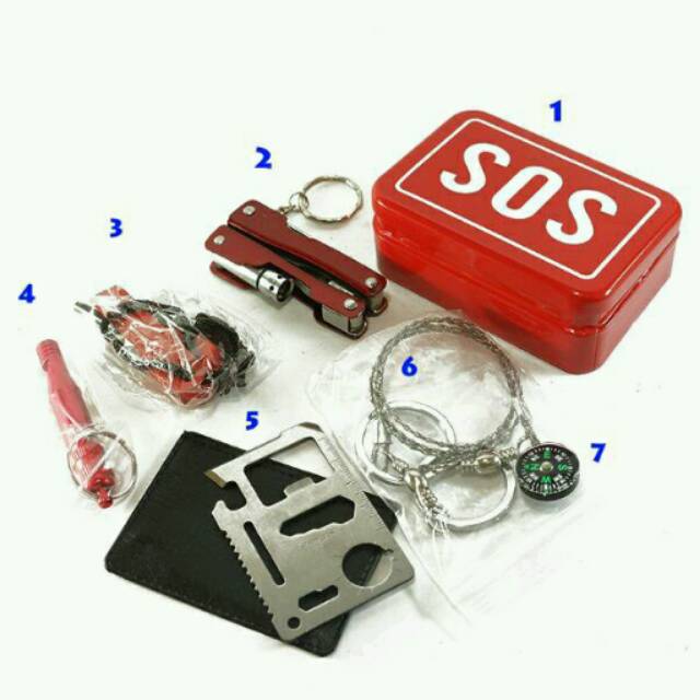 Portable SOS peralatan emergency survival tool kit camping outdoor