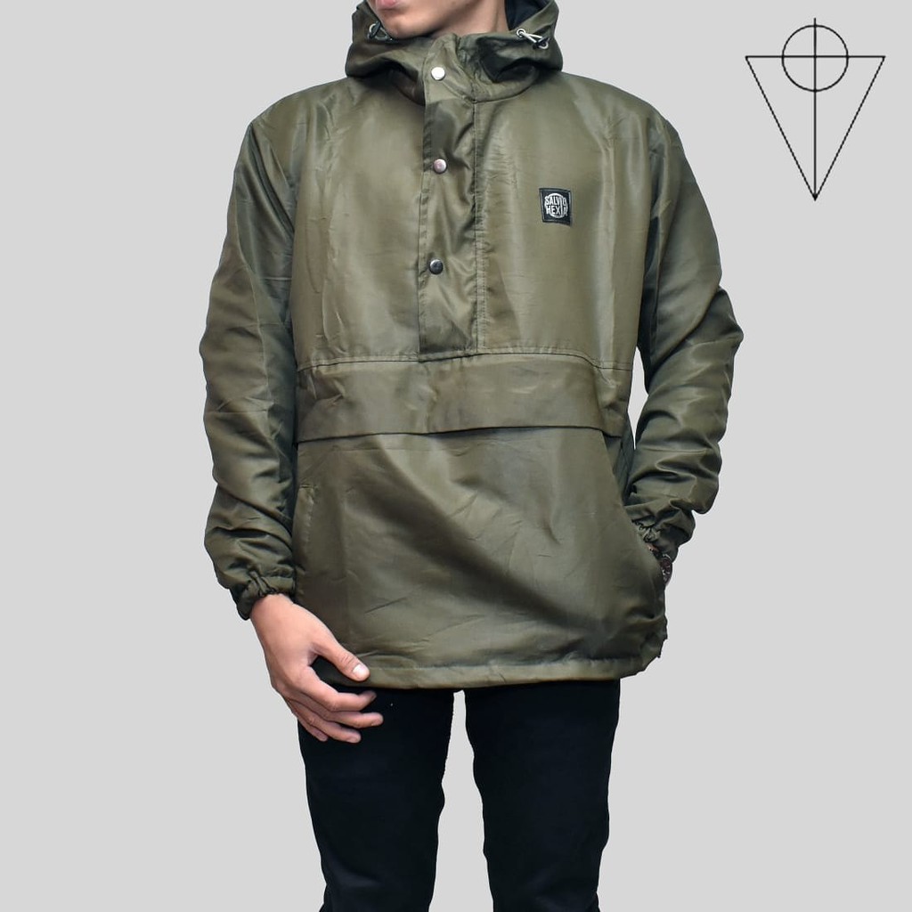 Jaket Parka Tracker Waterproof - Jaket Cagoule Hijau Army Salvio Hexia