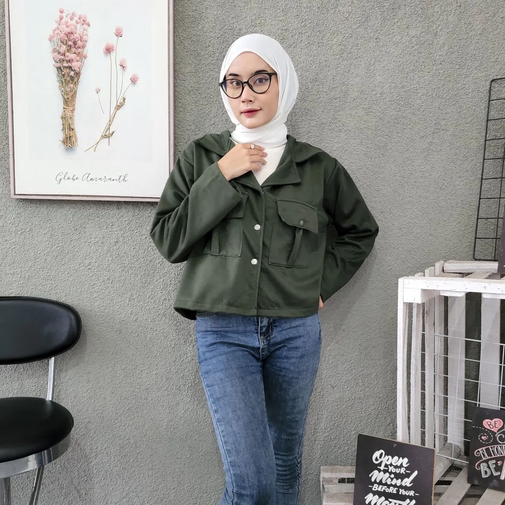 SANDRA CROOPE Jacket Berkancing Crewneck Oversize-Jacket Sweater Wanita Kekinian Termurah Korean Style