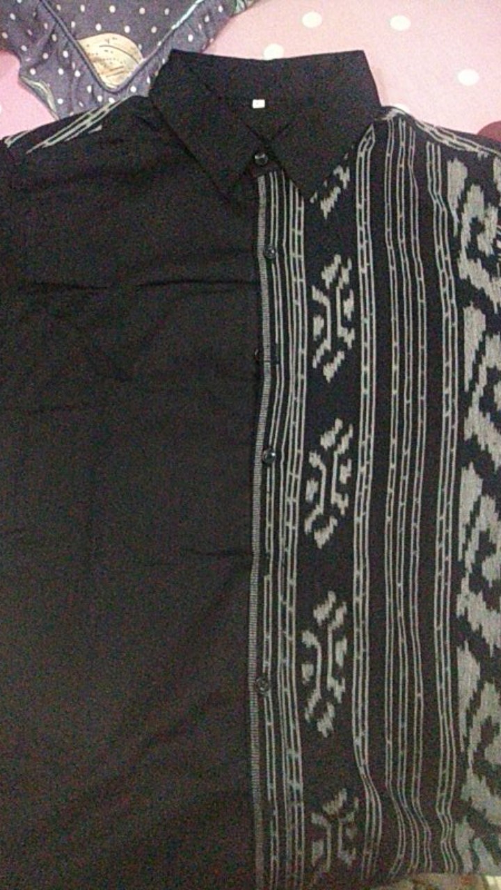 Kemeja Tenun Wtp 22 Hitam Baju Atasan Pria Modern