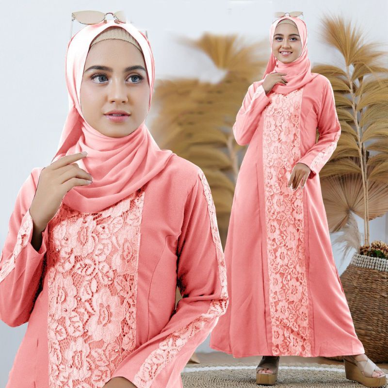 BAJU GAMIS BRUKAT BROKAT DRESS MURAH CANTIK MOTIF TIMBUL WANITA PEREMPUAN MUSLIM KONDANGAN PESTA SER