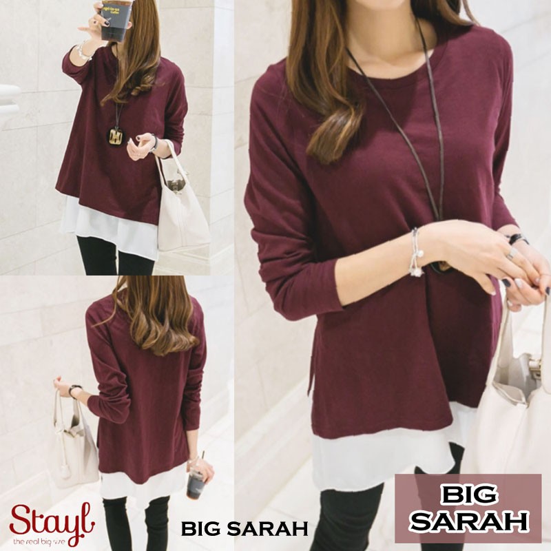 BIGCLO - (COD) LD 112-120cm Blouse Jumbo Big Sarah Baju Atasan Wanita Lengan Panjang