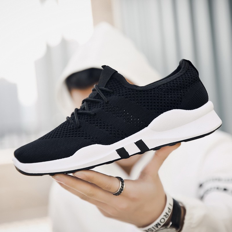 Mainland Sepatu Running Shoes Sepatu Olahraga Pria Tali Pria Fashion Korea Hitam EE01-A