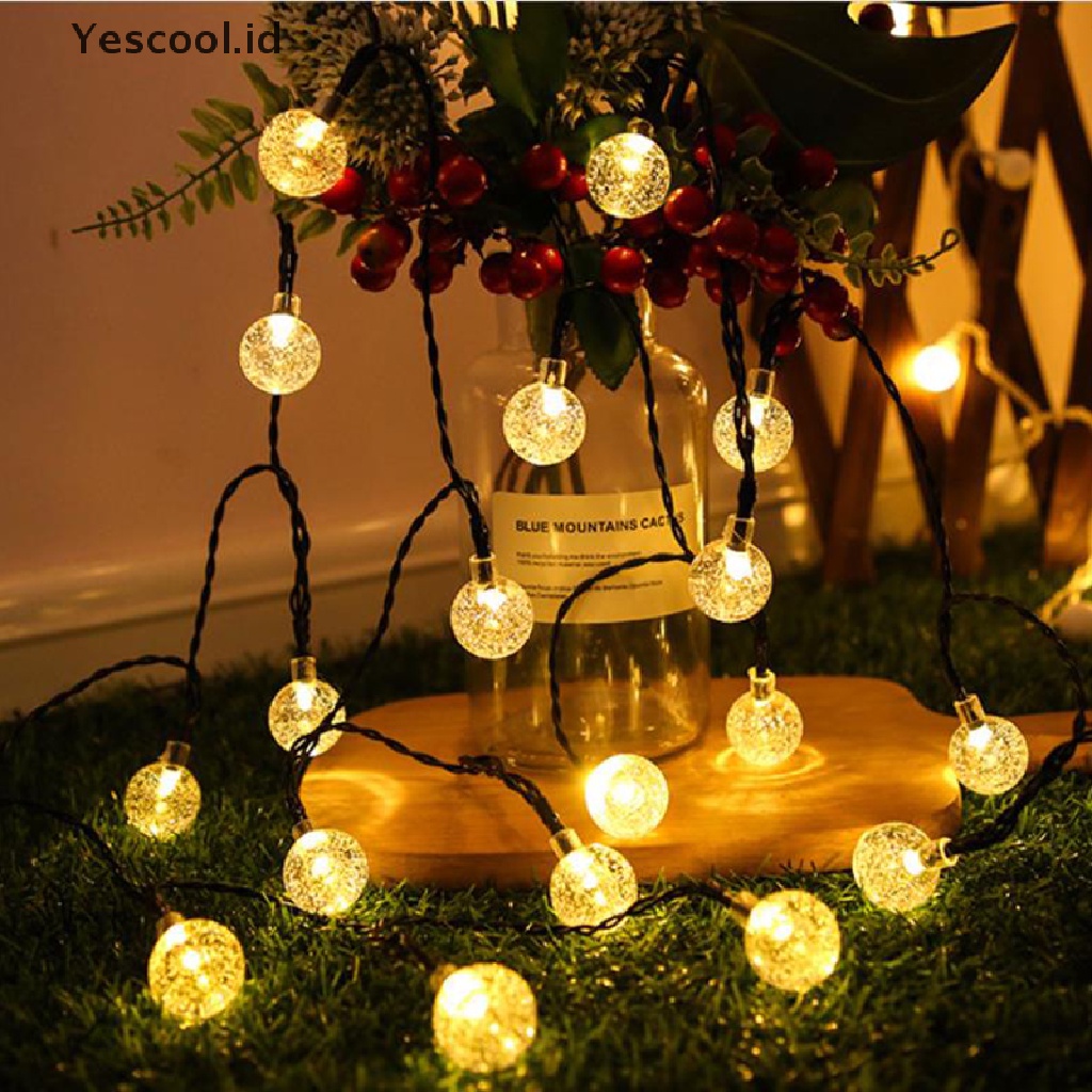 (Yescool) Lampu Tumblr 50-LED 20 / 30-LED Bentuk Bola Tenaga Surya Untuk Dekorasi Taman / Pesta Pernikahan