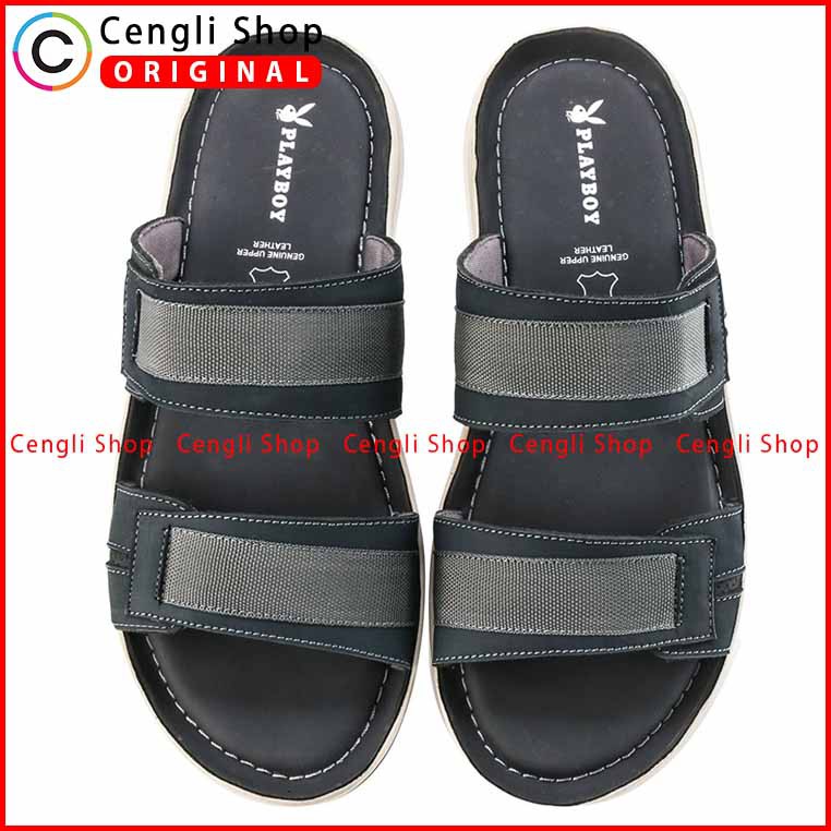 SANDAL PLAYBOY SLIDE CASUAL PRIA ORIGINAL KULIT ASLI ORI TERBARU PLZ2