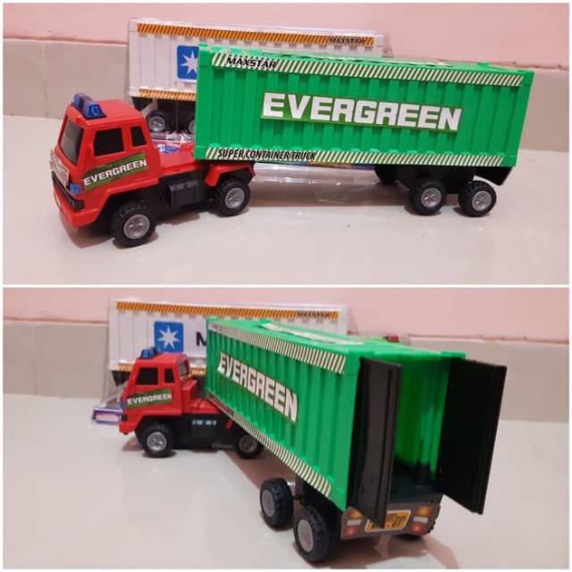  Mainan  mobil truck kontainer peti kemas trailer dorong 