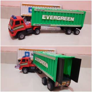 Mainan mobil truck kontainer peti kemas trailer dorong 