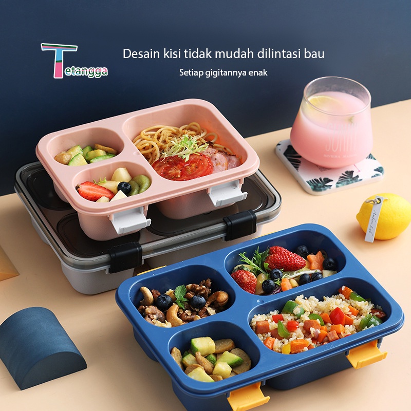 Lunch Box /3/4 Grid tempat makan Dengan Dengan Kotak Sup Dan Sendok Gratis/1250ml kotak bekal