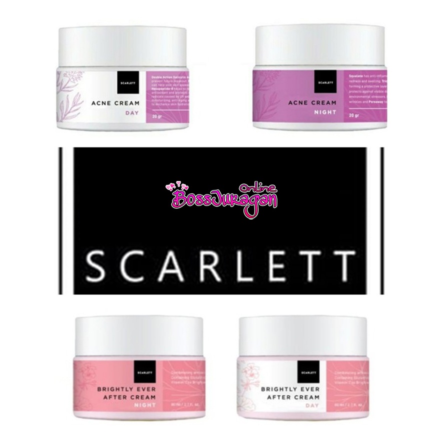 (BOSS) SCARLETT WHITENING CREAM ACNE &amp; BRIGHTLY ( Day / Night ) - Scarlett Cream Acne &amp; Brigtly (Day/Night)