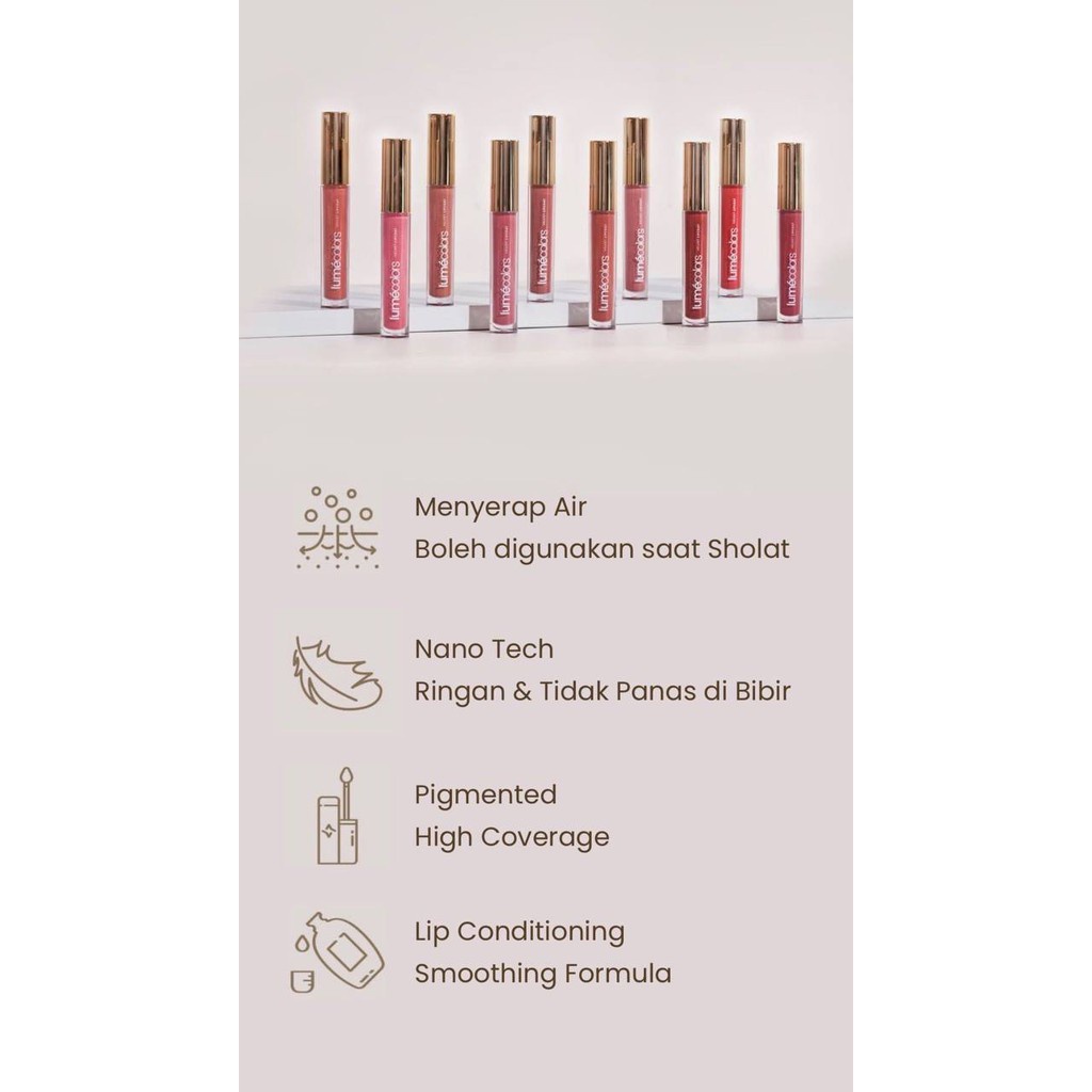 Lumecolors Lipstik Velvet Lipcoat 10 Colors Tahan 12 Jam