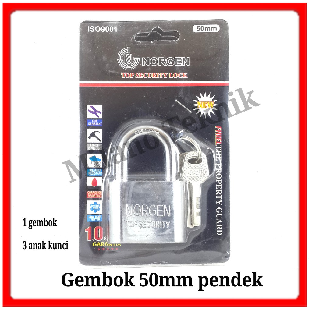 Gembok 50 mm pendek Nikel Padlock 50mm kunci pengaman NORGEN