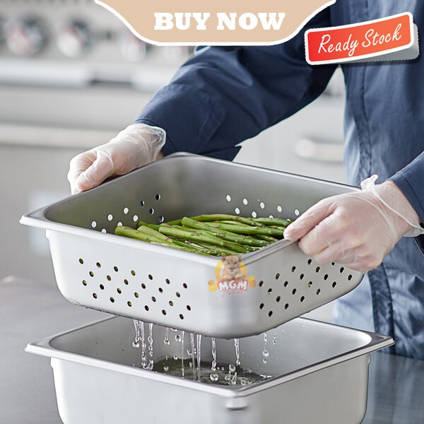 Food Pan Stainless 1/2 Tinggi 100mm Perforated LUBANG Gastronorm