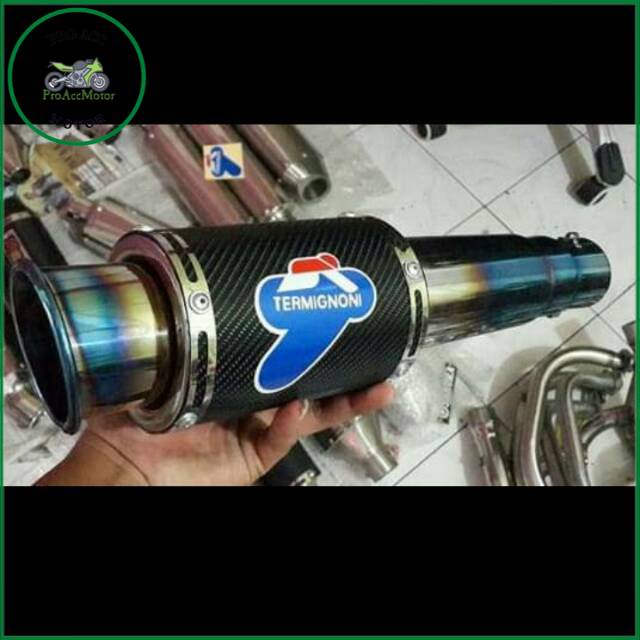 Silincer knalpot selenser termignoni biru karbon inlet 50mm