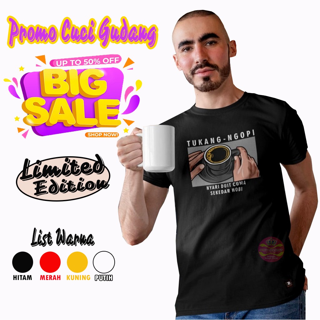 Kaos kopi kaos pria distro tukang-ngopi nyari duit cuma