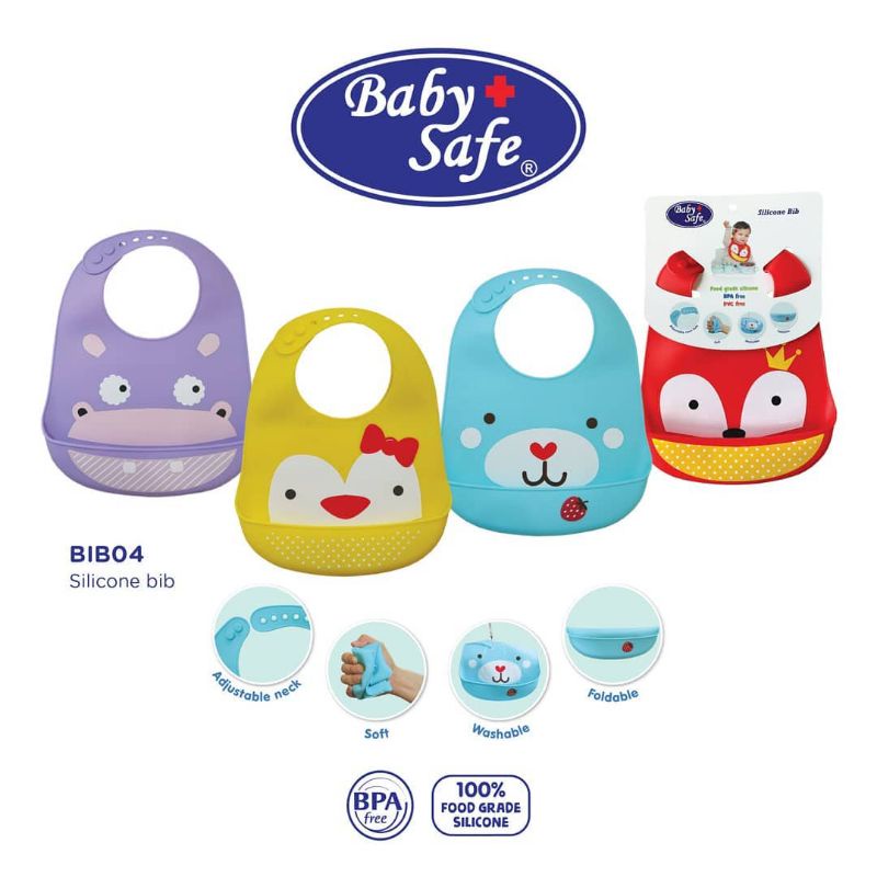 BABYSAFE Silicone Bibs Slabber Makan Bayi Silikon Baby Safe Celemek