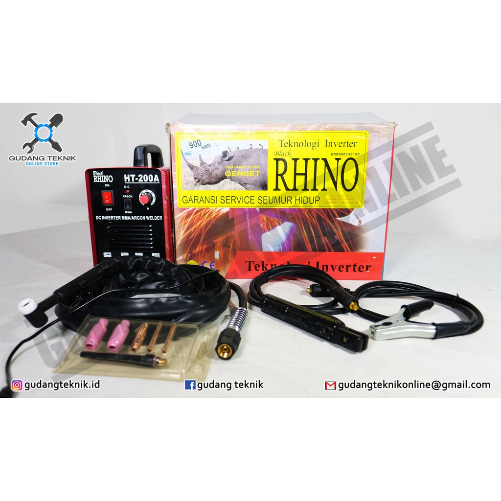 Mesin Las Argon TIG Black Rhino HT-200 Trafo Las Inverter