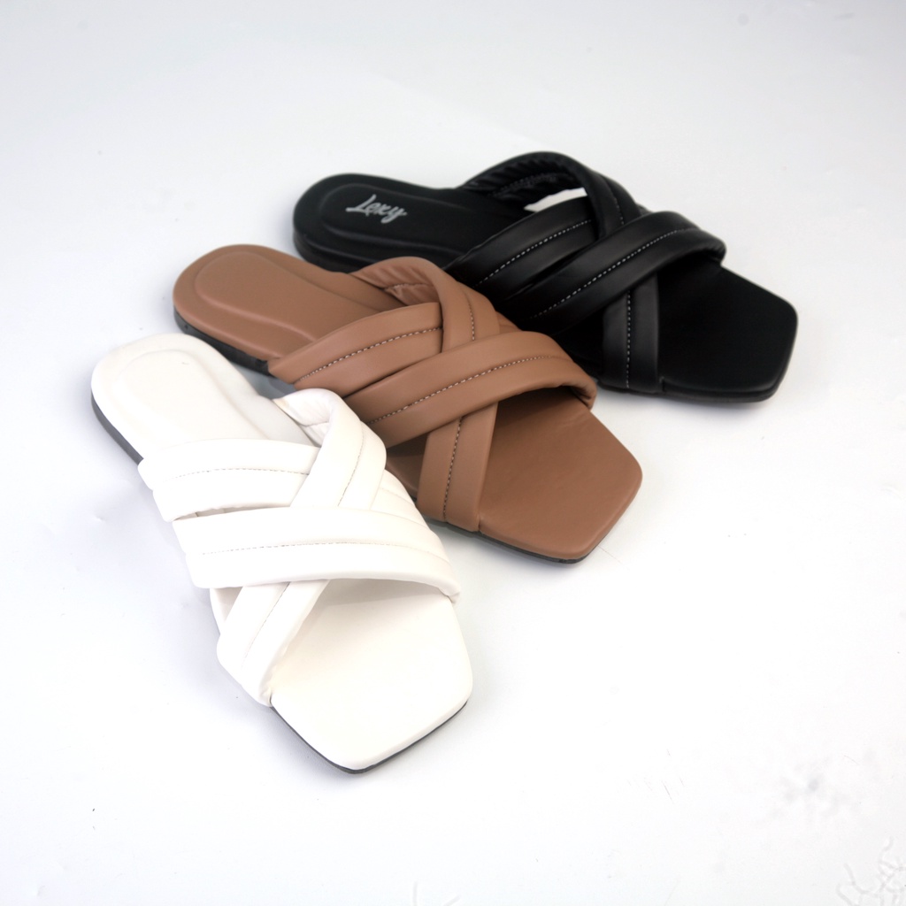 Lexy JISOO Sandal Wanita Flat Teplek