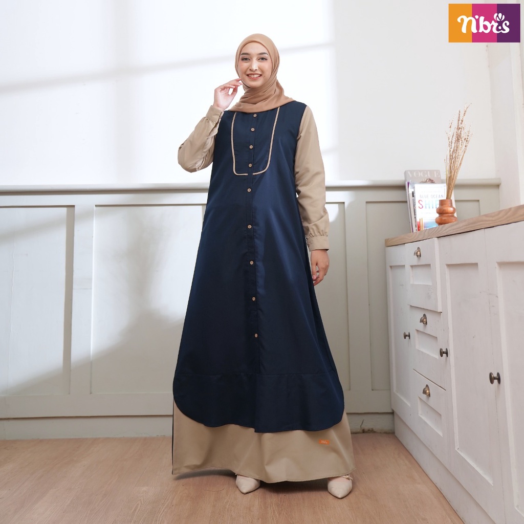 Nibras Gamis NBC 23 Bahan Toyobo Dress Fashion Muslimah Simpel Kekinian bisa COD