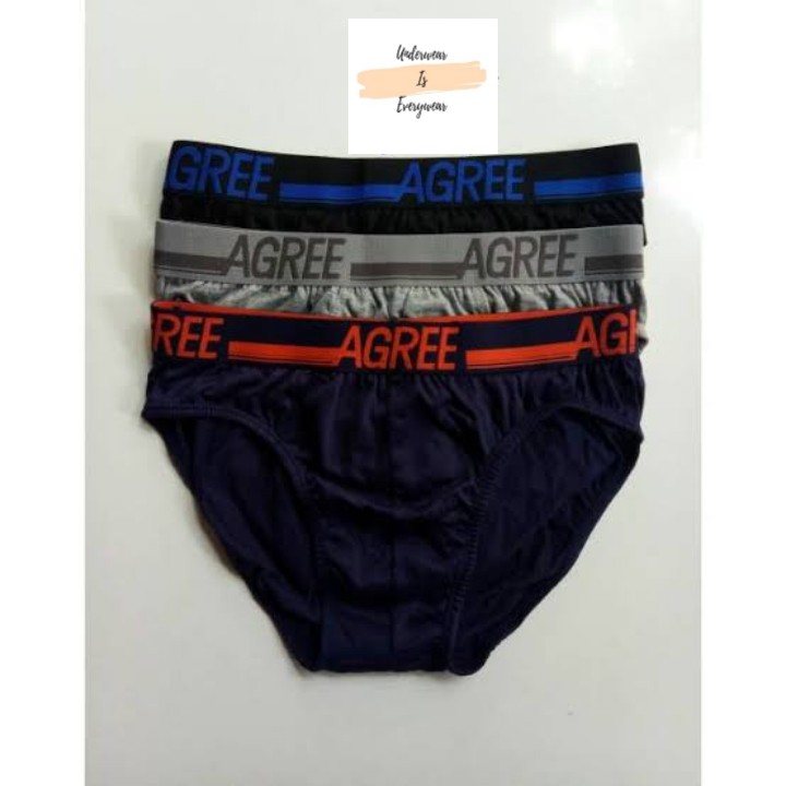 1 Box 3 Pcs Celana Dalam Agree Sport 2325 - CD Pria Dewasa - Karet Pinggang Boxer Mix Warna