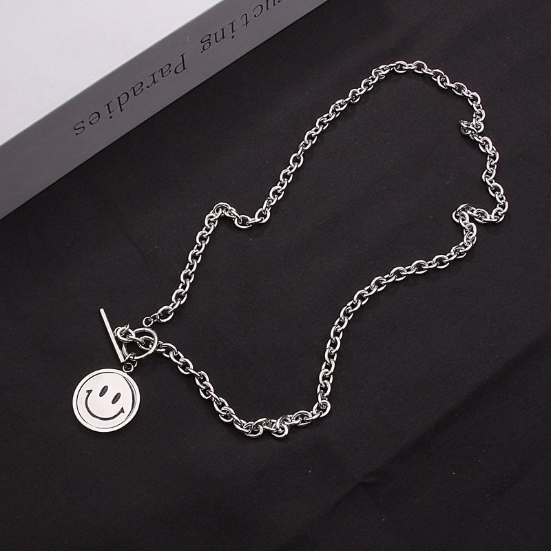 Smiley Face Crying Face Titanium Steel Necklace Accessories Clavicle Chain Trendy Simple Personality