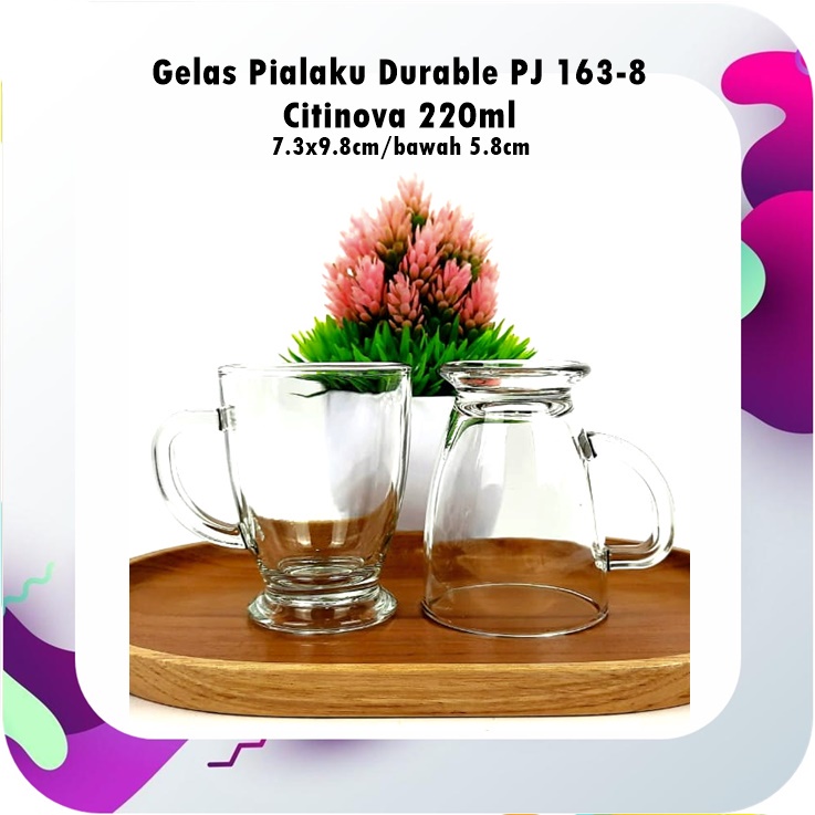 [1pcs] UTL044D Gelas Kopi Gagang Pialaku Durable PJ 163-8 Citinova 220ml