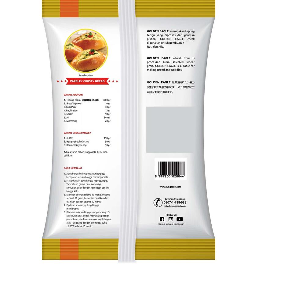 

Terjangkau Bungasari Golden Eagle Tepung Terigu Roti dan Mie 1 KG ..