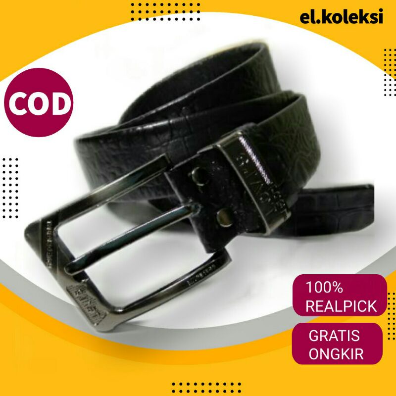 Sabuk Pria Kulit Asli  Resleting dalam