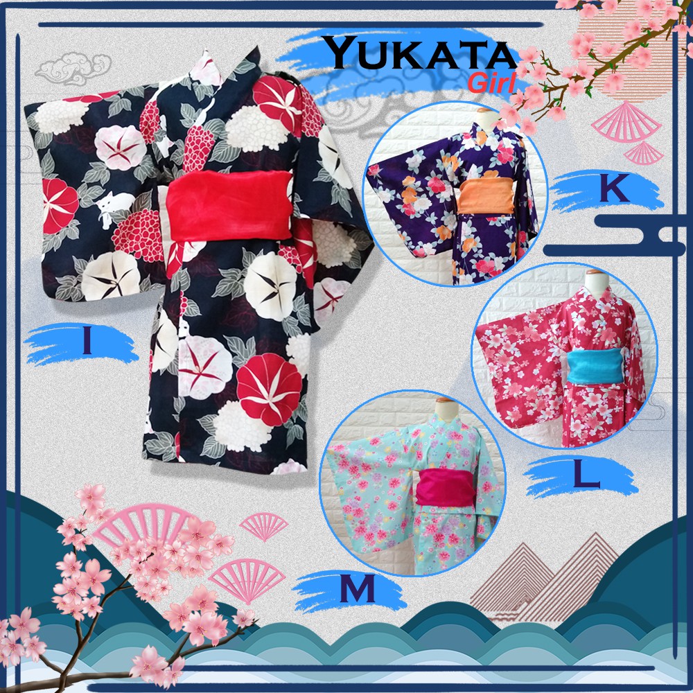 10t Kid's Yukata Japan size XL Summer Kimono Anak Cewe Obi