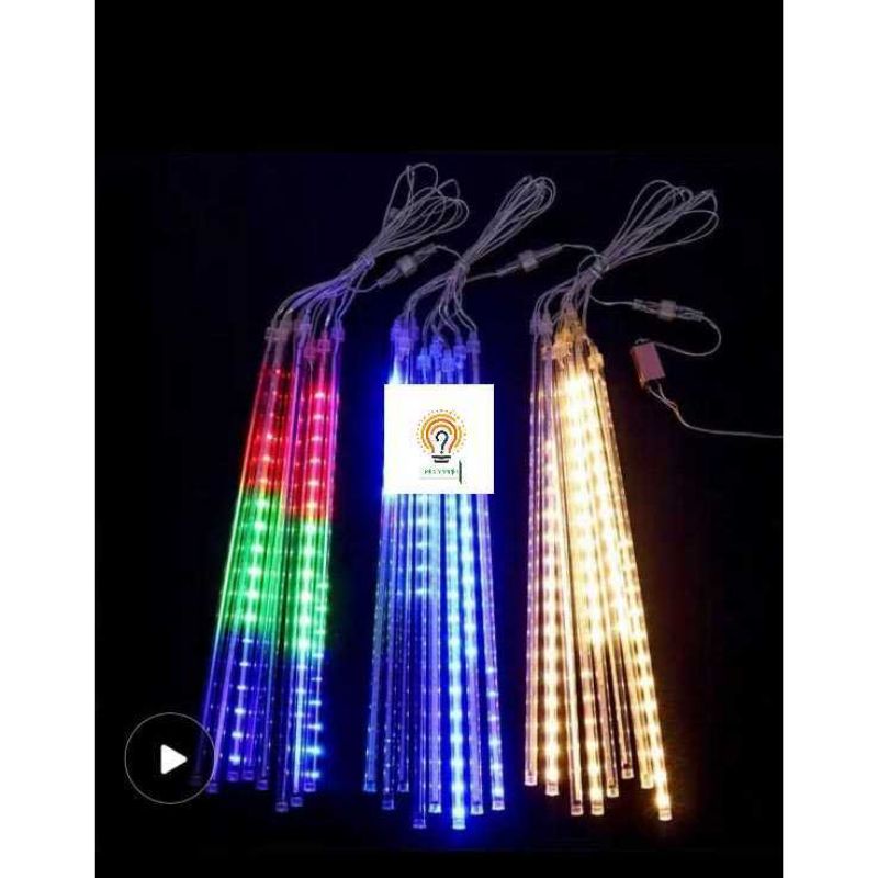 Lampu Meteor 8 Lampu 50CM Multifungsi Meteor Rainbow RGB BIRU PUTIH Dan Warm white