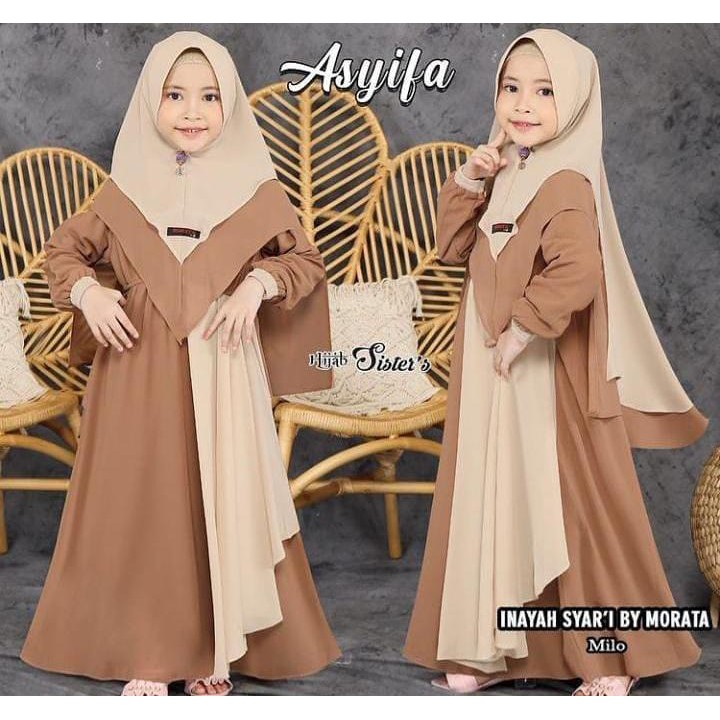 BIG PROMO INAYAH SYAR'I KIDS /Skyblue_fashion/ Gamis Anak Perempuan/Gamis Anak Lucu/ Syar'i/Gamis Ny
